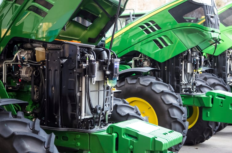 Under the hood of a John Deere Tractor