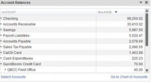 QuickBooks Snapshot - What are my account balances?