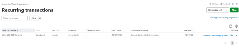 recurring transactions